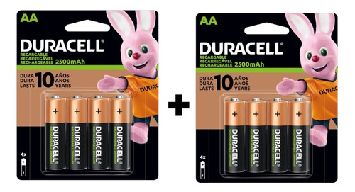 8 Pilas Baterías Aa Recargables 2500mah Duracell