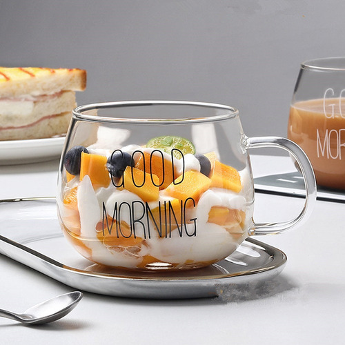 Taza Jarro Bombe Vidrio Doble Mug Cafe 250 Ml Pettish Online Color Good Morning 300ml