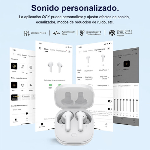 Audífonos In-ear Bluetooth Inalámbrico Qcy T13 Blanco Enc Blanco