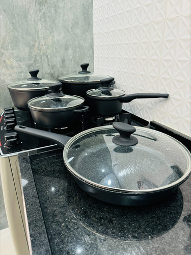 Conjunto Panelas Cookware Cerâmica Indução 12 Peças Granito