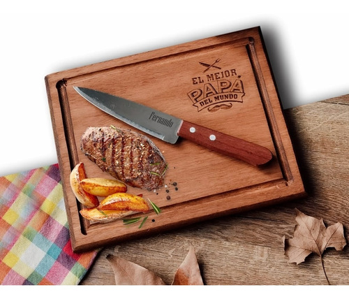 Tabla Asado Y Cuchillo Personalizado