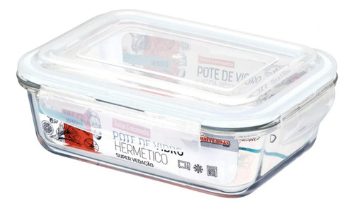 Pote Vidro Hermético Marmita Tampa Plástico 640ml