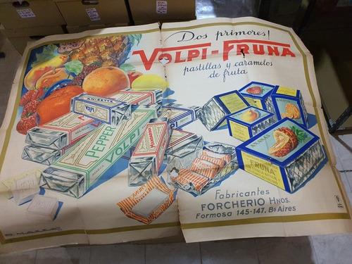 Antiguo Afiche Doble Pastillas Volpi De 1939-oferta 100