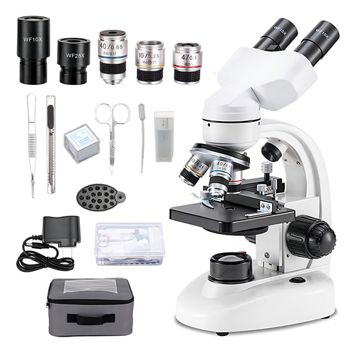 Microscopio Binocular Compuesto, Oculares Wf10x Y Wf25x, Am