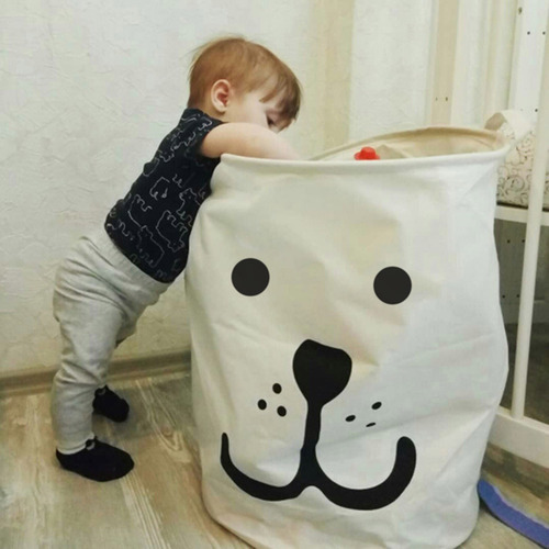 Bolsa De Almacenamiento De Ropa Sucia Con Estampado De Lona