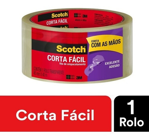 Fita Para Empacotar Scotch Corta Facil 45mm X 40m