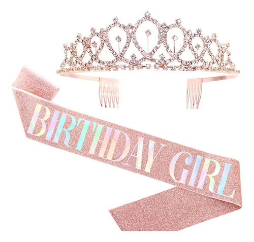 Corona Y Faja De Cumpleaños Para Mujeres Niña Decoraciones,accesorios Para El Cabello Dama/diademas Para Dama