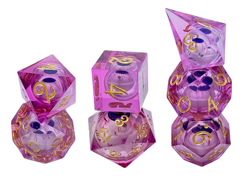 Juego De Dados De Resina De 7 Piezas, Dados De Juego Violeta