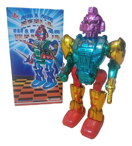 Robot Juguete Espacial Vintage Con Luz A Pila Funciona