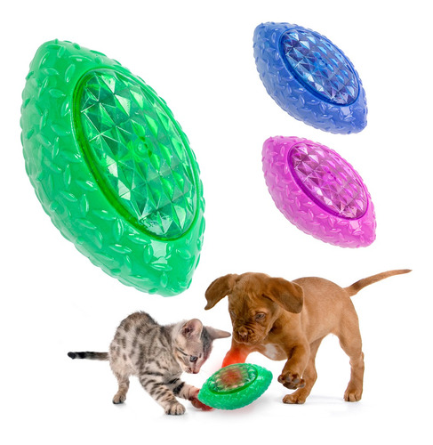 Pelota De Goma Para Perros Ovalada Luz Y Chifle 13cm