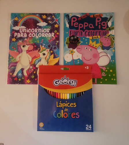 Pack 2 Libros Para Colorear Niñas + 24 Lápices Colores 