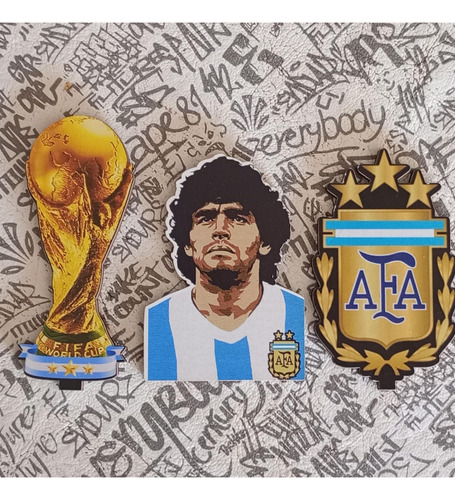 Imanes Turisticos Maradona ,copa Del Mundo Y Logo Afa Ver