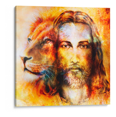 Quadro Decorativo Jesus Leão De Judá Tela Canvas 40x40