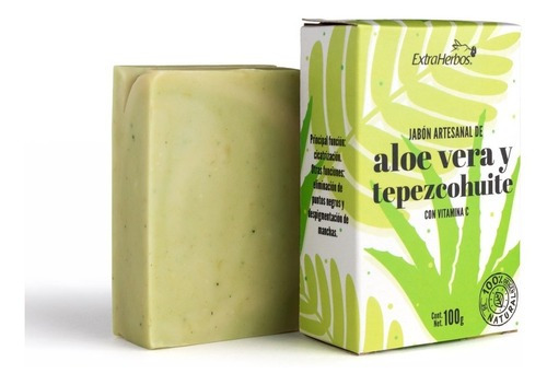 Jabón Aloe Vera Y Tepezcohuite, Cicatrizante, Antiacn