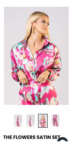 Set De Pantalón Y Blusa Satinado Talle S Sinuso Origen Usa
