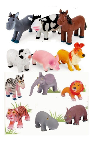 Animales De Goma Selva Y Granja Suaves Para Niños 8cm