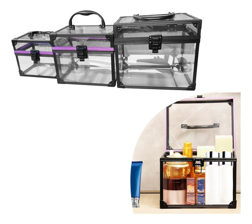 Estuche De Cosméticos De 3 Piezas Con Asa, Estuche De