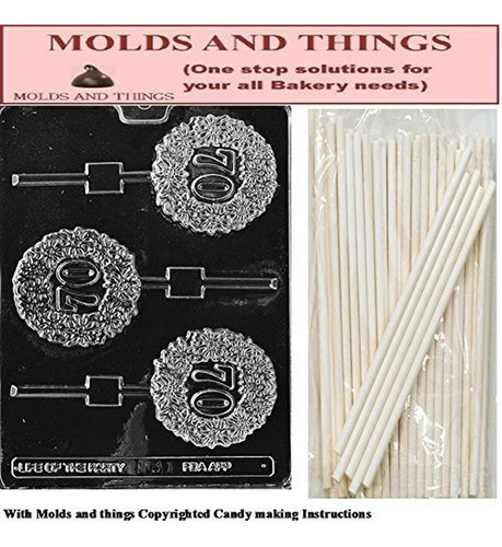 Molde - 70th Lolly Numbers And Letters Chocolate Candy Mold 