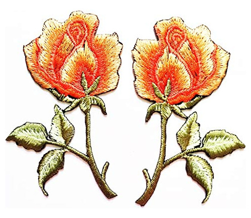 Pp Patch Orange Rose Flower Tattoo Love 70s Retro Biker Apli