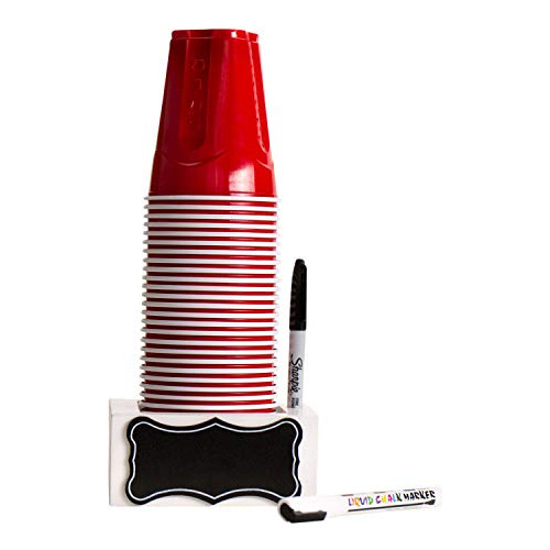 Solo Cup Holder With Marker Slot And Chalkboard Label |...