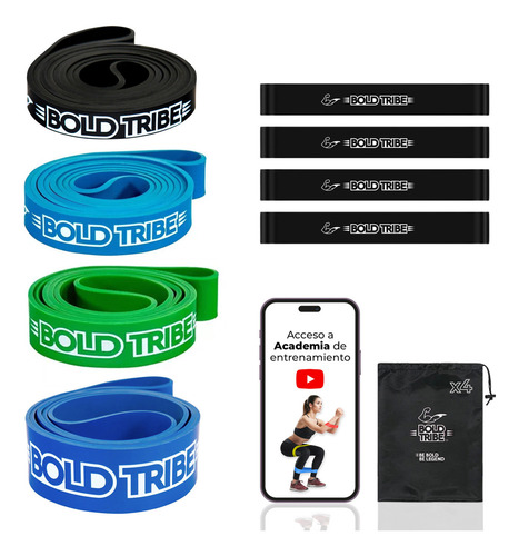 Master Pack 4 Ligas Bandas Resistencia Pull Ups Crossfit Con 9 Bonos Calistenia Mma Box Elasticas Ejercicio Tapout