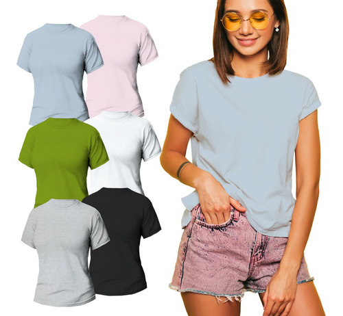 Pack Remeras Mujer Lisa X4 Manga Corta Algodón - M Al Xxl