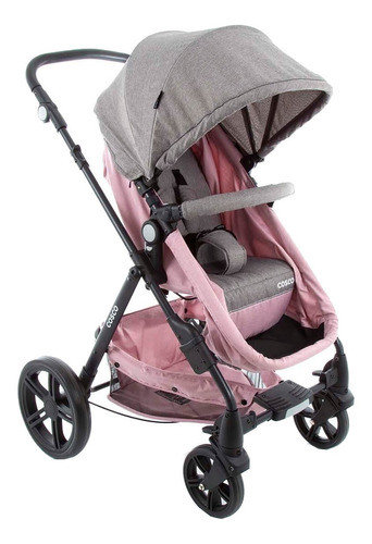 Carrinho de bebê de paseio Cosco Poppy TS Trio rosa-mescla com chassi de cor preto