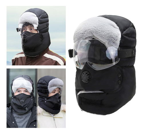 Unisex Balaclava Bufanda Filtro Gafas Transparentes Negras
