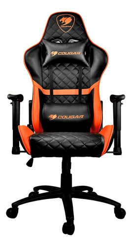 Imagen 1 de 4 de Silla de escritorio Cougar Armor One gamer ergonómica  negra y naranja con tapizado de cuero sintético
