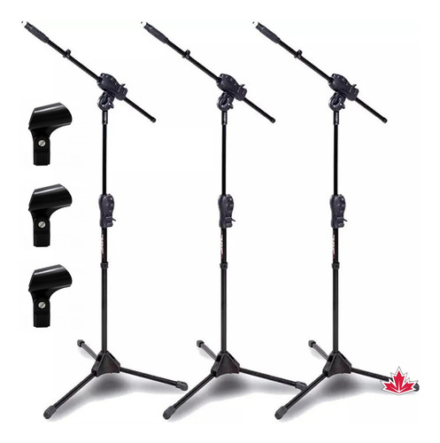 Pedestal Suporte Para Microfone Ibox Estante Girafa Kit 3 Pç