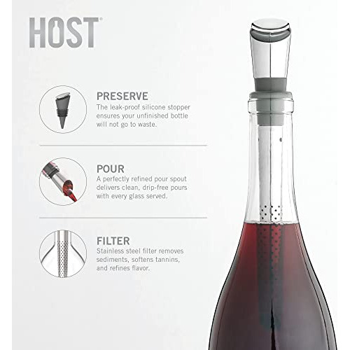 Filtro Vino Con Tapn Y Sello De Silicona, Acero Inoxidable -