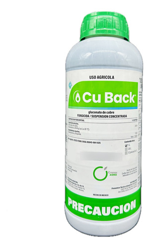 Cu Back Fungicida Gluconato De Cobre Mildiu Sigatoka 1 Lt