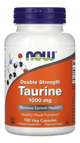 Taurine 1000mg Força Dupla 100 Caps Taurina - Now Foods