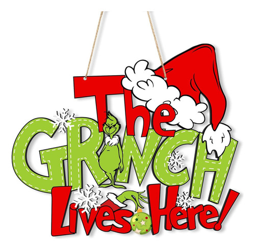 Neet Placa De Porta De Madeira Grinch Para Decoração De