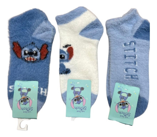 Medias Peludas Super Suaves X2u Al Azar Diseño Stitch Kawaii X2u Stitch Único