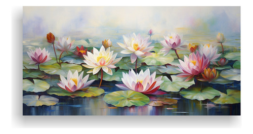 80x40cm Cuadro De Flores De Loto Abstractas En Alta Resoluci