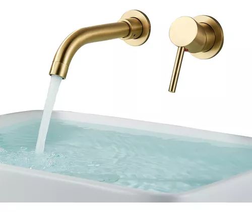 Grifo de baño dorado, grifo de baño de una sola manija de oro cepillado,  grifo dorado para lavabo de baño de 1 agujero, moderno grifo de tocador de