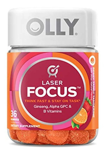 Olly Laser Focus Gummy, 18 Day Supply (36 Gomas), Berry Tang