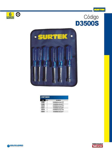 Juego De 6 Desarmadores De Caja En Pulgadas Surtek® Azules