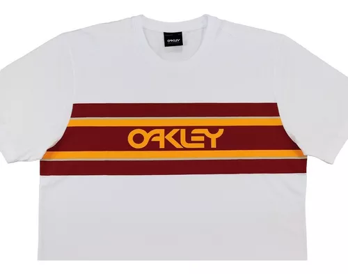 Camiseta Oakley Logo Peito- Branco/Vermelho