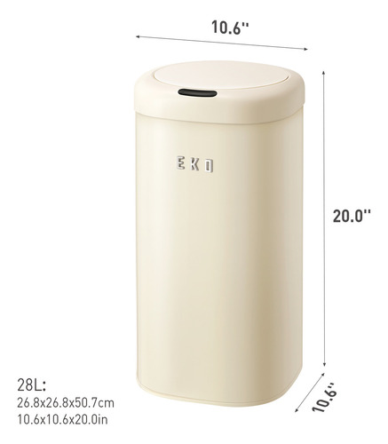 Bote de basura Eko EK9184P-28L-VNcrema