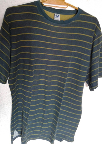 Camiseta Hering Verde Oscura Rayada Talle L.