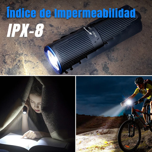 Lacasi Mini2s linterna LED recargable para llavero EDC,lámpara de mano con 220 lúmenes,Alcance máximo de 57 m,larga duración con USB,IPX8 Impermeable,para camping,diario y emergencias