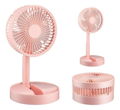 Ventilador Recargable Plegable Portátil Moderno De Oficina Cantidad De Aspas 3 Color De La Estructura Rosa Diámetro 14 Cm Material De Las Aspas Plástico