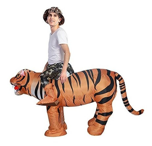 Goosh Disfraz Inflable Unisex De Tigre Para Niños, Perfecto 