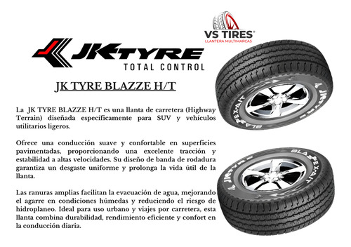 Llanta Lt245/75r17-10c Jk Tyre Blazze H/t Auto Capas 10 Pasa