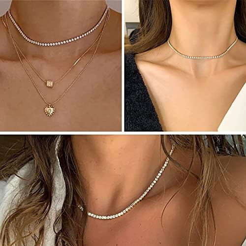 Woworama Collar De Tenis Con Circonita Cúbica, Gargantilla D