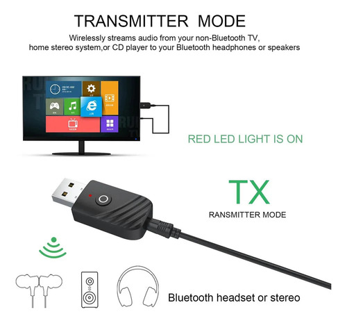 Dispositivo Adaptador Transmisor Y Receptor Bluetooth 5 3 En