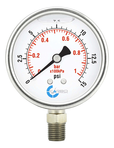 Carbo Instruments 2 1-2  Manometro Presion Toda Pieza Humeda