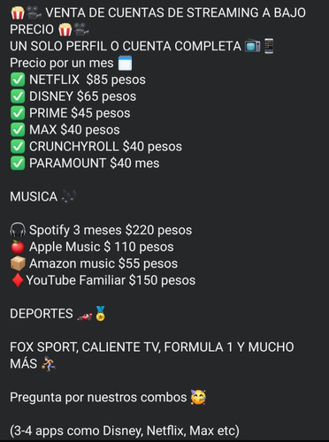 Servicios De Streaming, Perfiles